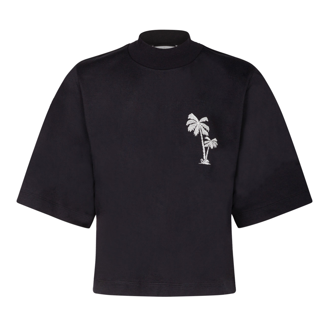 PALM ANGELS 블랙 크롭 티셔츠